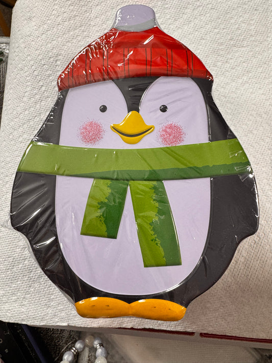 1 or 2lb Christmas Candy Tins Santa or Penguin